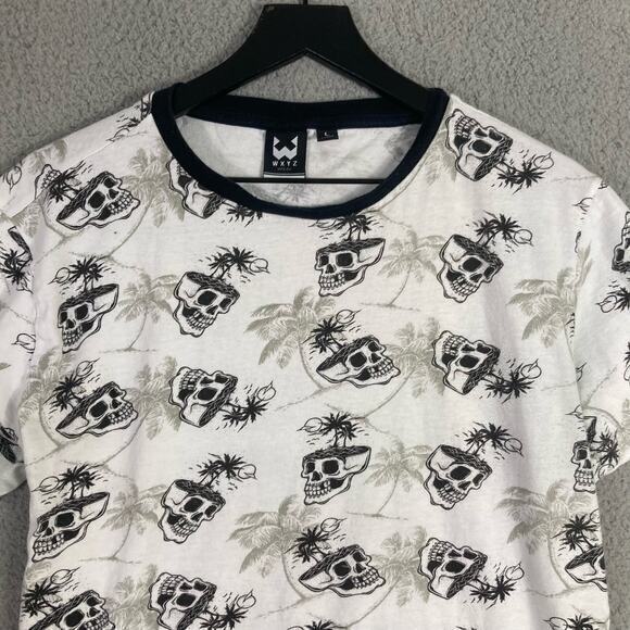WXYZ Men's Graphic Print T-Shirt White Size‎ L Short Sleeve Crew Neck Summer Top - Picture 7 of 10